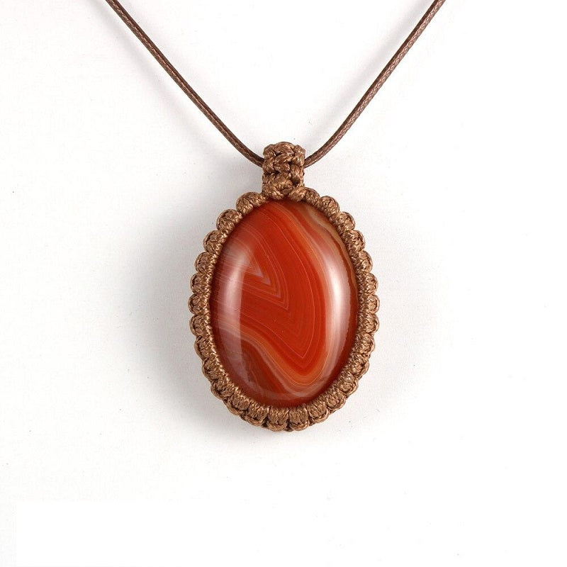 Collier macramé pierre