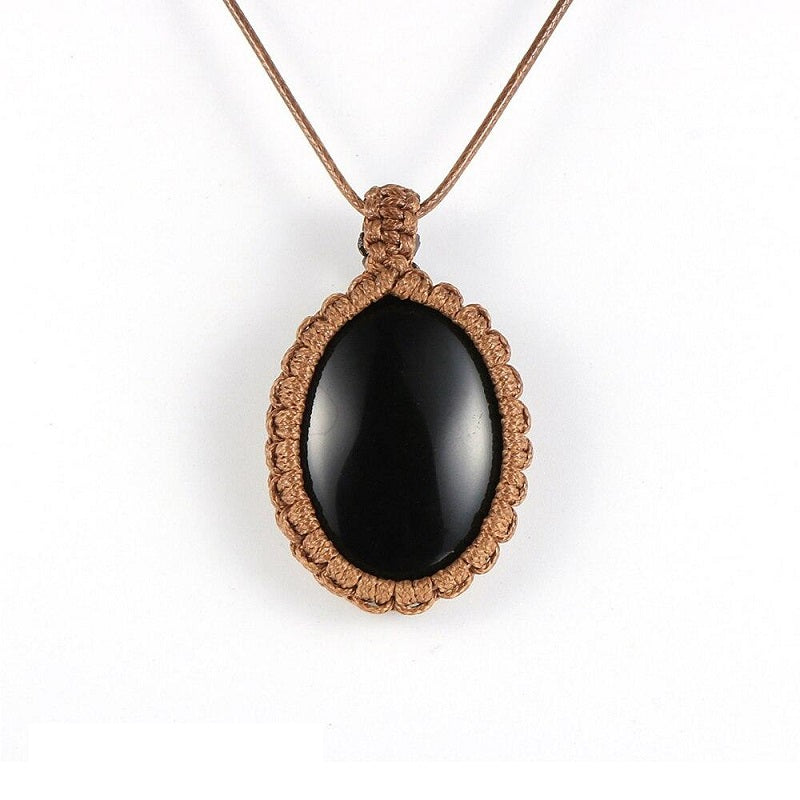 Collier macramé pierre