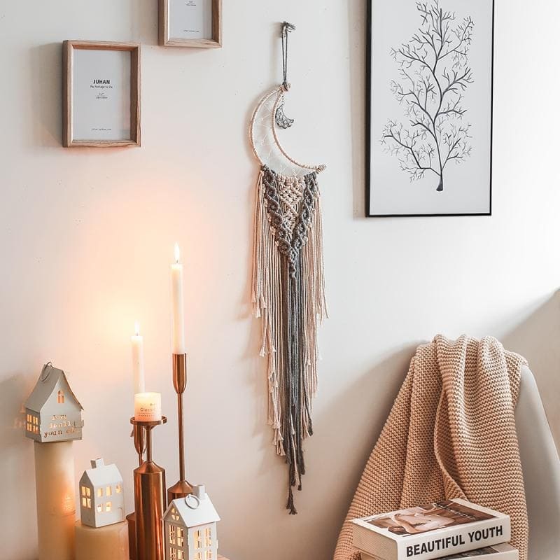 Déco murale attrape rêve macramé