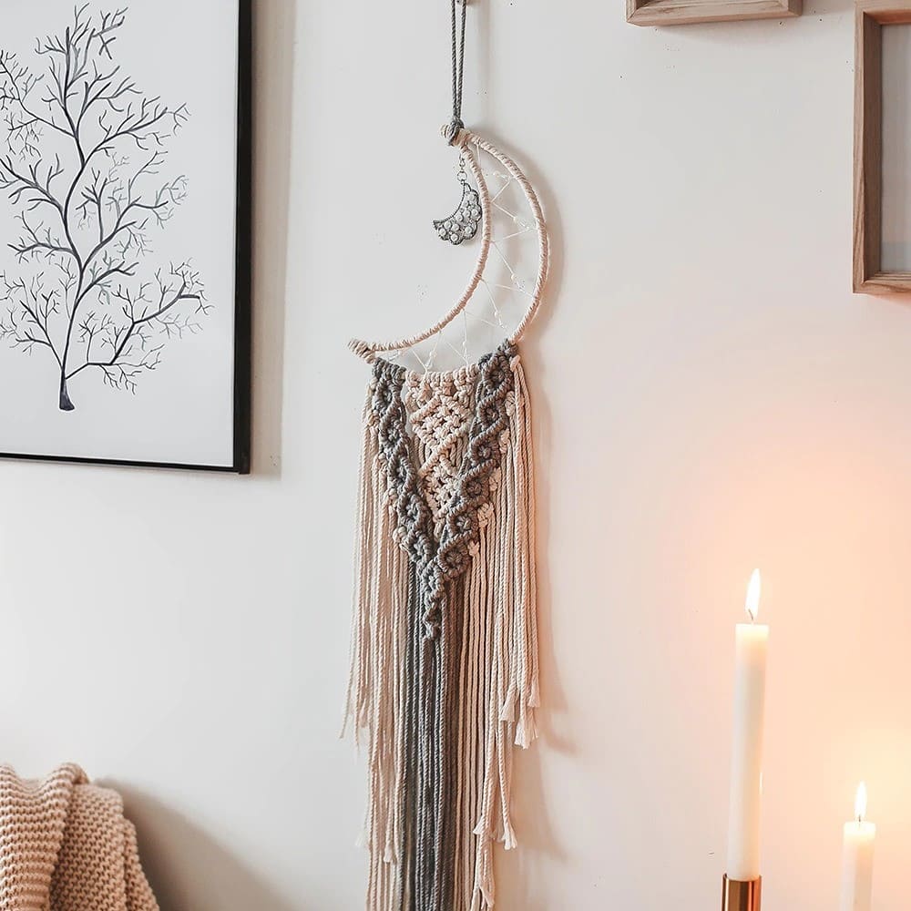 Déco murale attrape rêve macramé