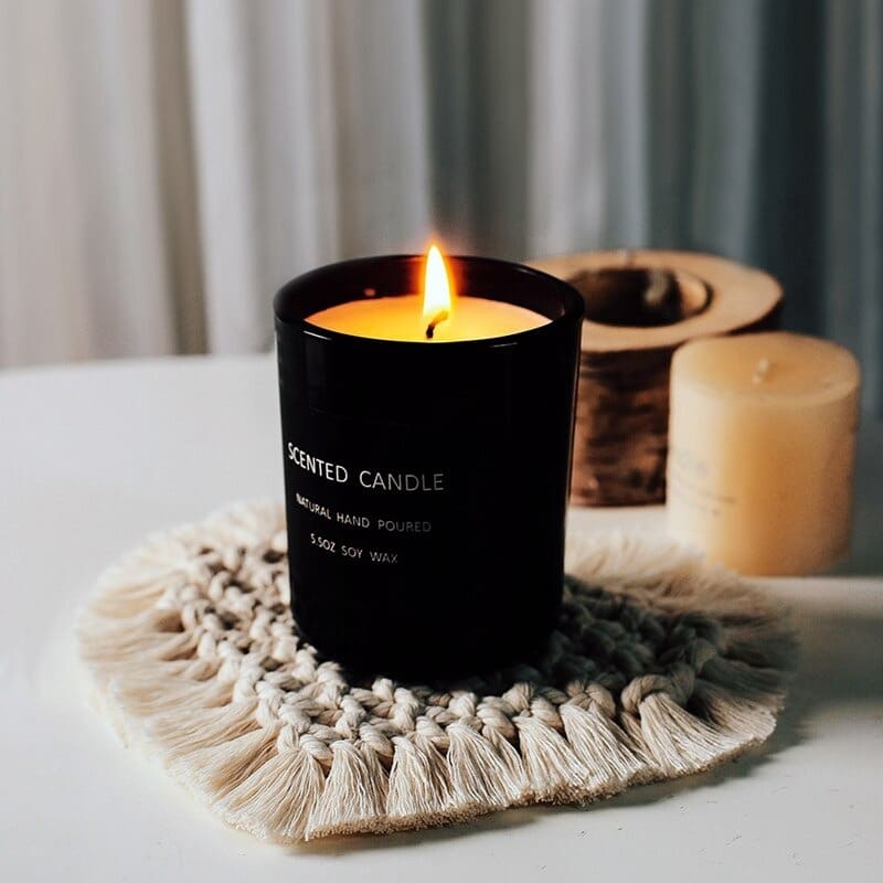 Dessous de verre cœur macramé