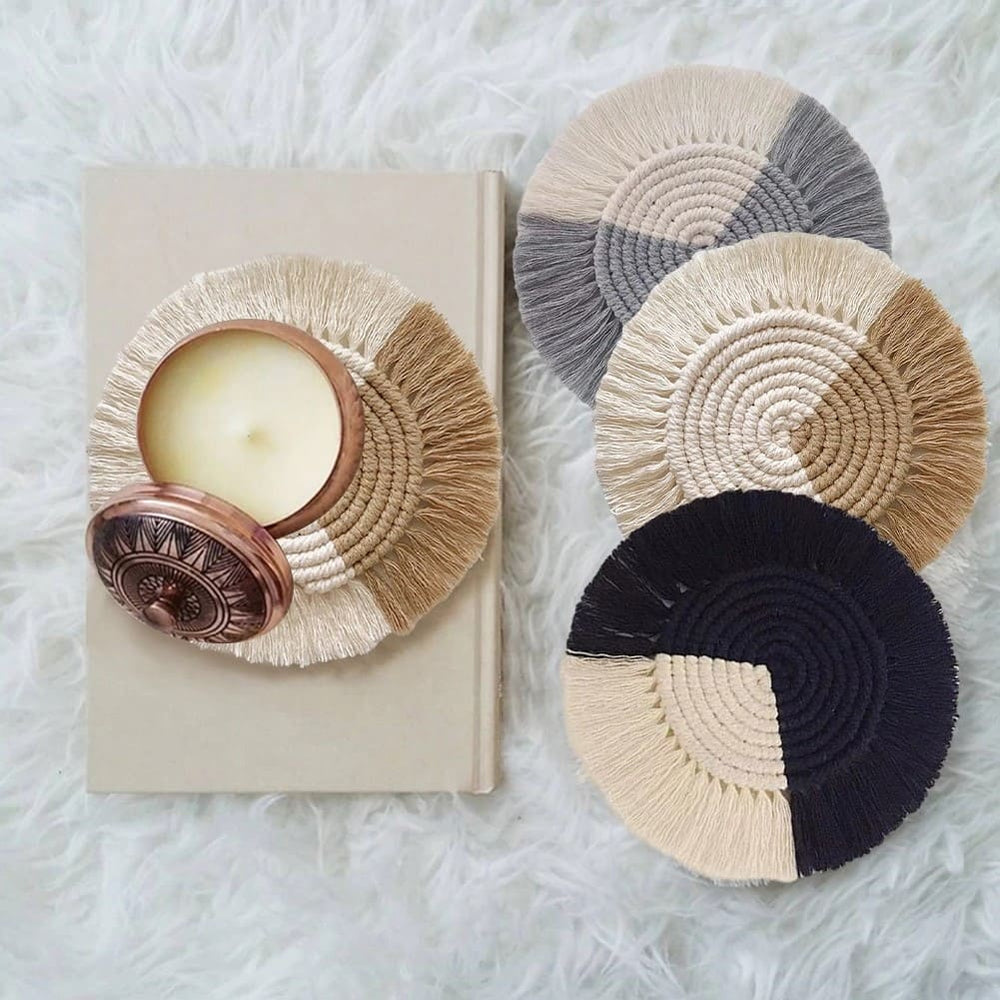 Dessous de verre macramé bicolore