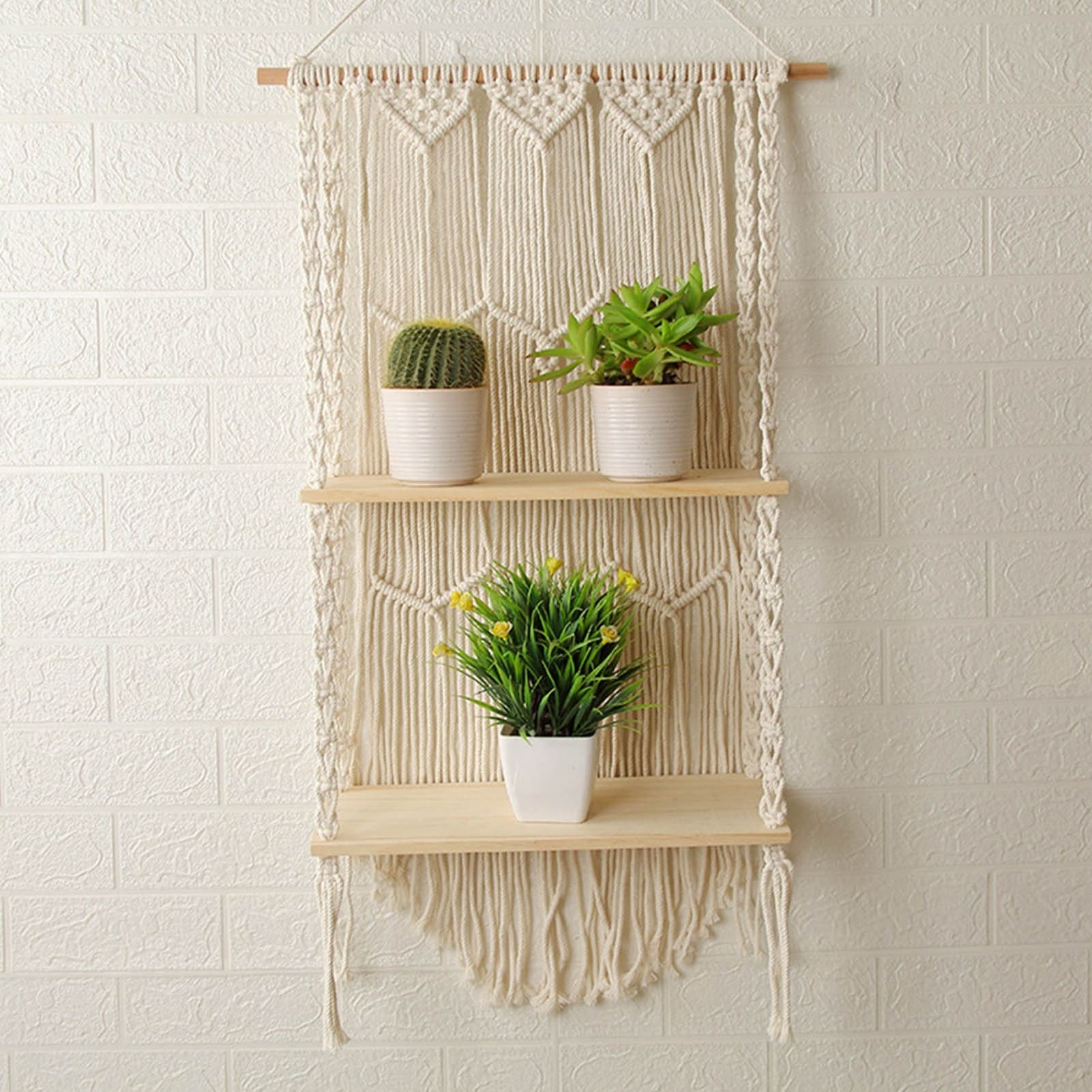 Double étagère macramé