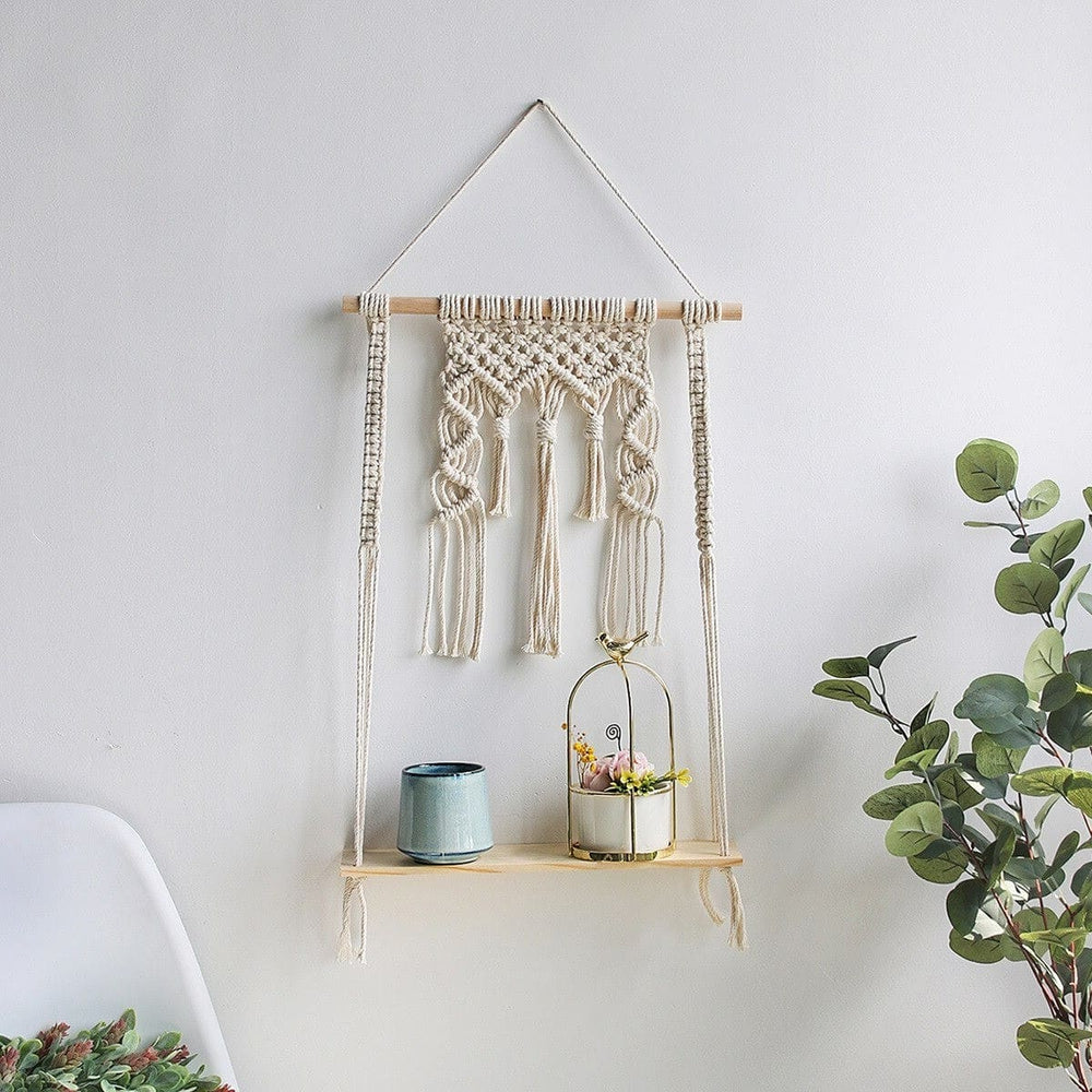 Étagère murale bohème macramé