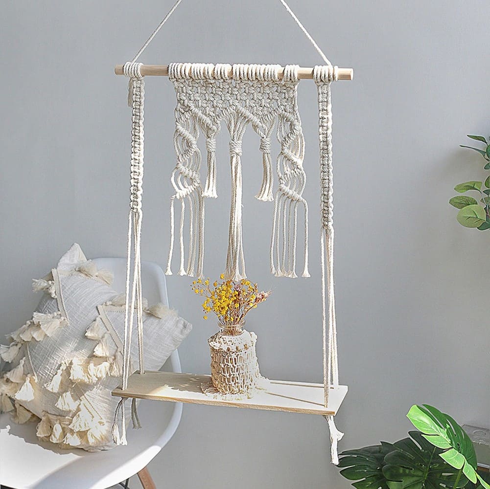 Étagère murale bohème macramé