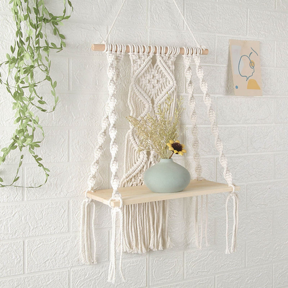Étagère murale macramé
