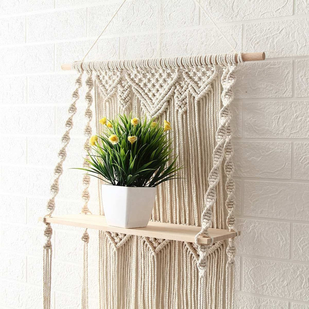 Étagère triple murale macramé