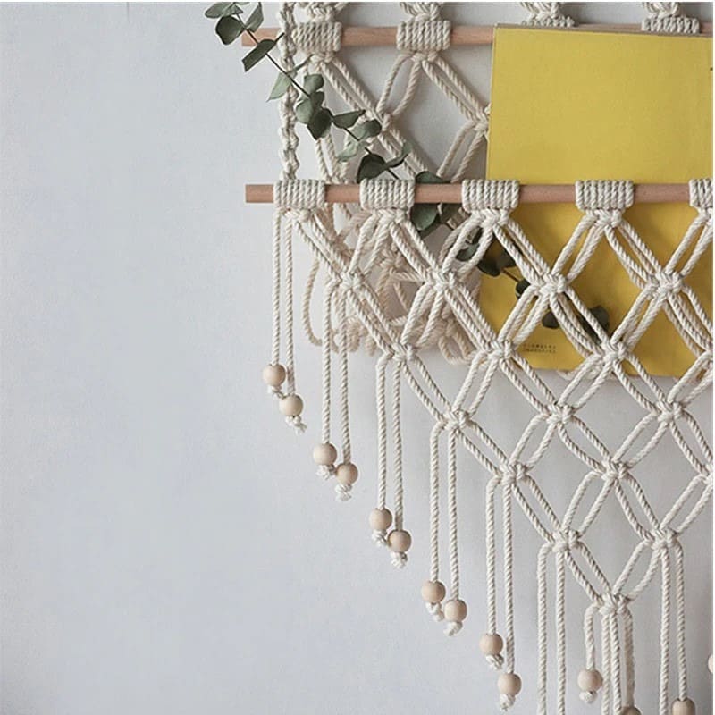 Filet de rangement mural macramé