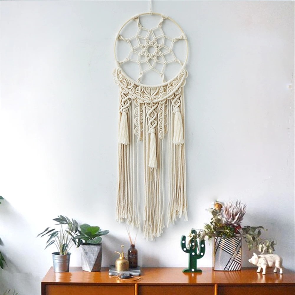 Grand capteur de rêve macramé