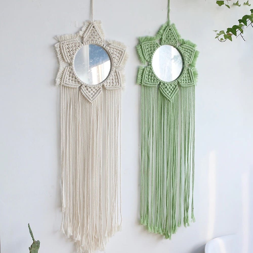 Grand miroir macramé