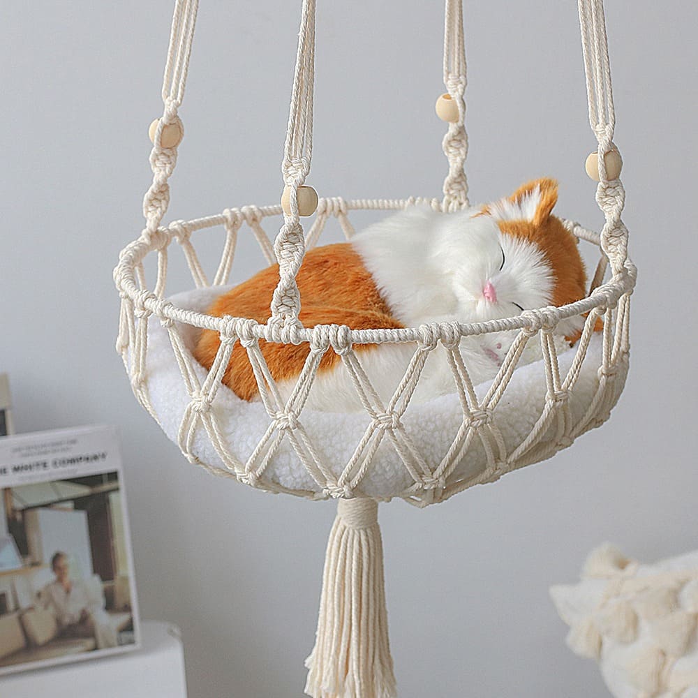 Hamac pour chat en macramé