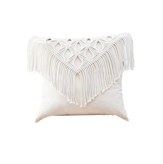 Coussin macramé blanc
