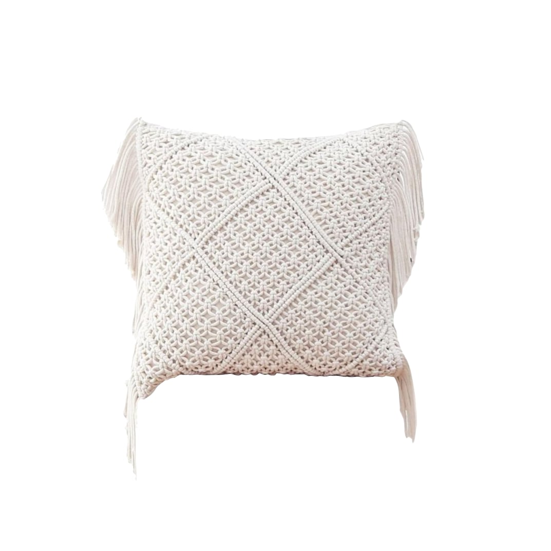 Coussin macramé écru
