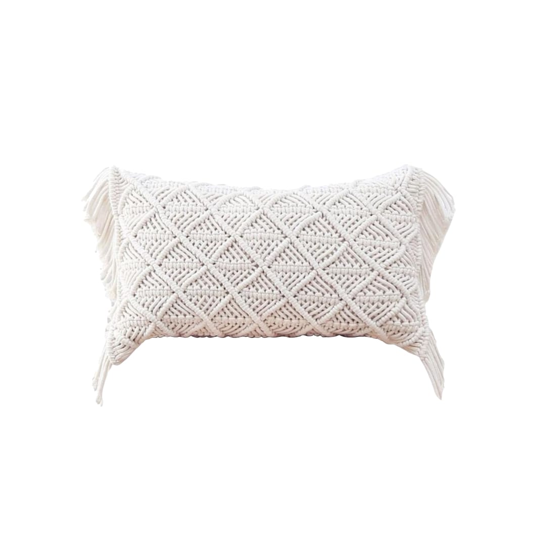 Housse de coussin rectangulaire bohème en macramé