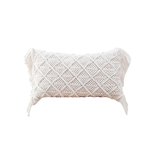 Housse de coussin rectangulaire bohème en macramé