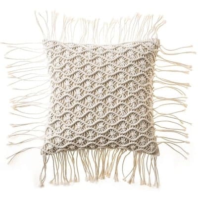 Coussin macramé vert