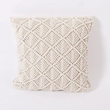 Coussin bohème beige en macramé
