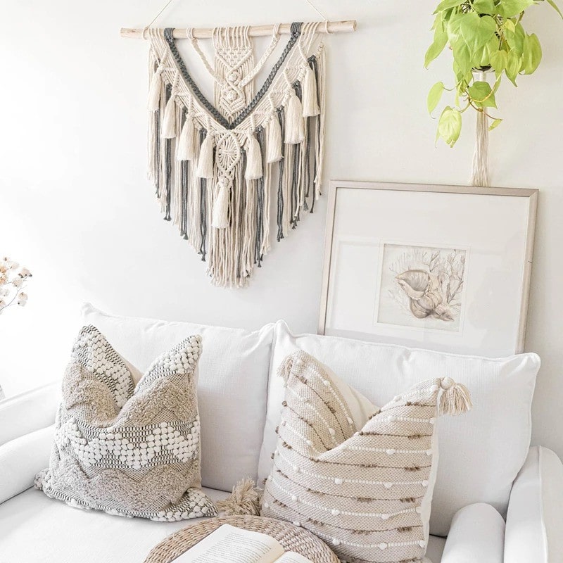 Macramé mural bicolore