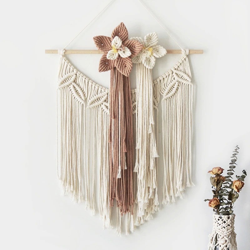 Macramé mural fleur