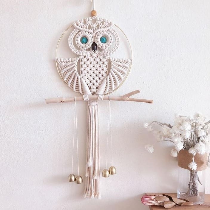 Attrape rêve hibou macramé