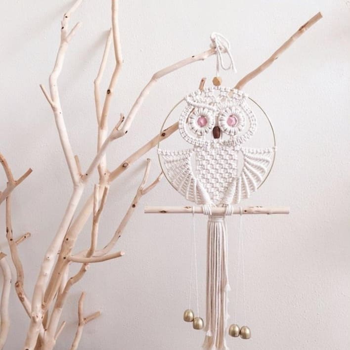 Attrape rêve hibou macramé