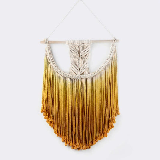 Macramé mural jaune