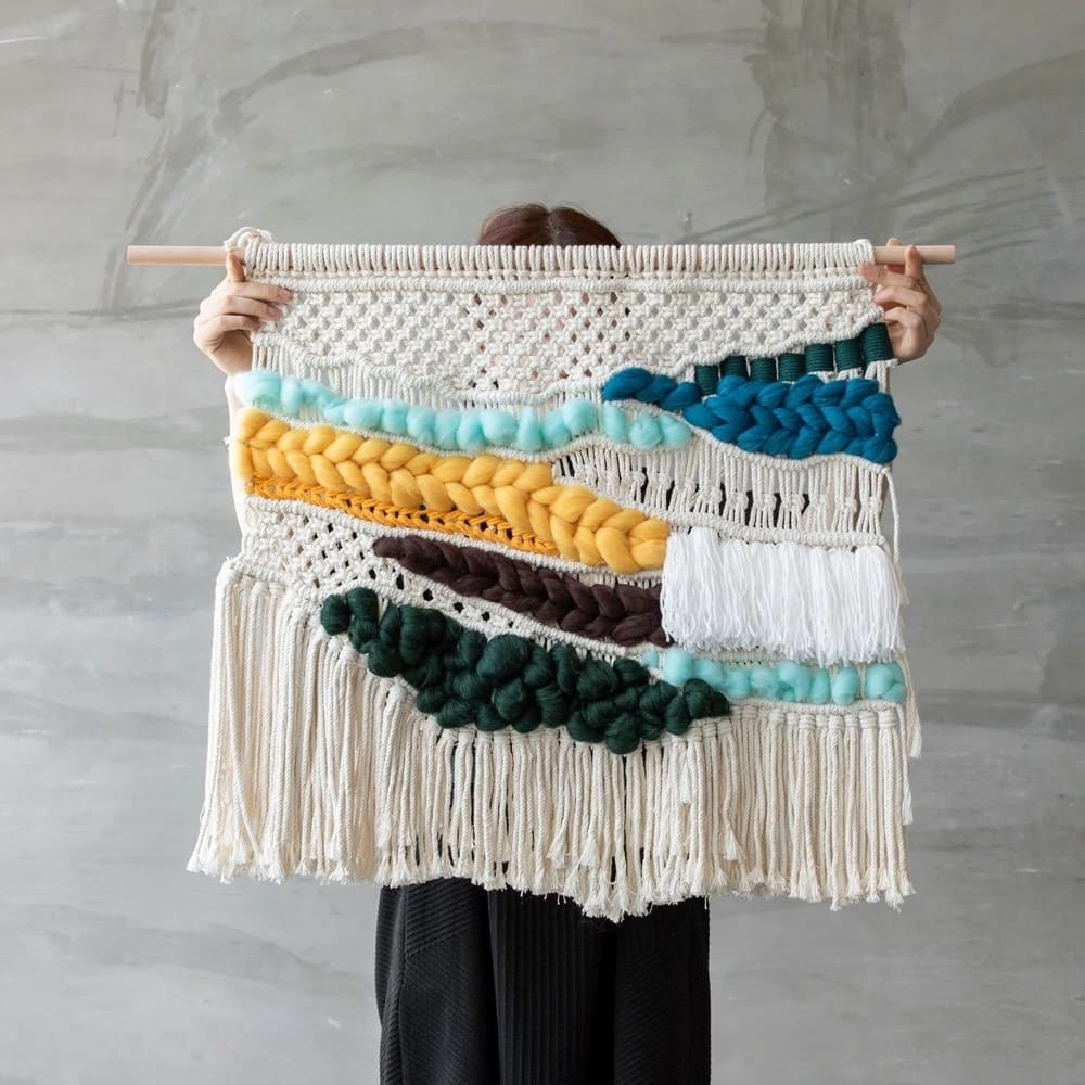 Macramé mural en laine