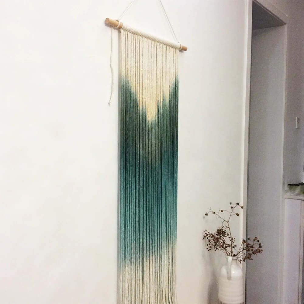 Macramé mural vert dégradé