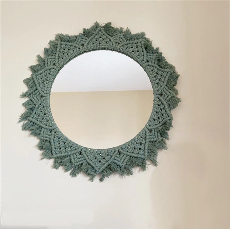 Miroir bohème rond macramé
