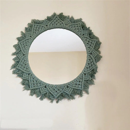 Miroir bohème rond macramé
