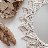 Miroir macramé blanc