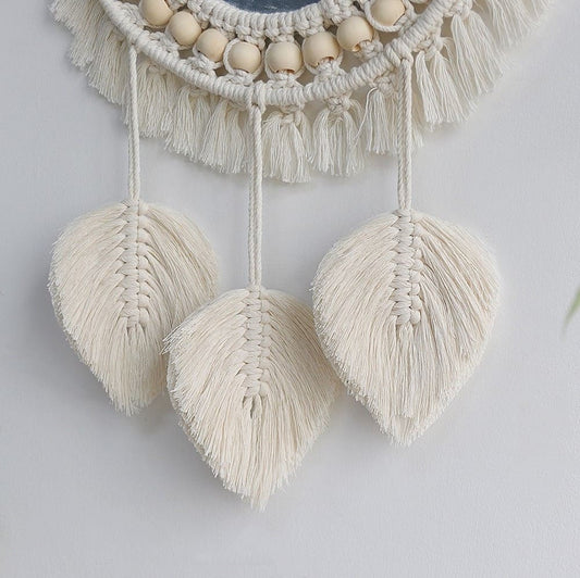 Miroir macramé plume
