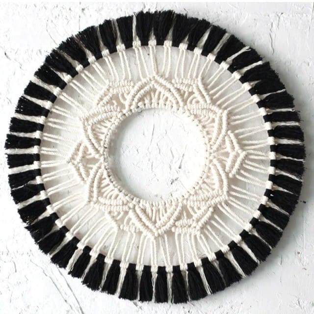 Miroir mandala macramé