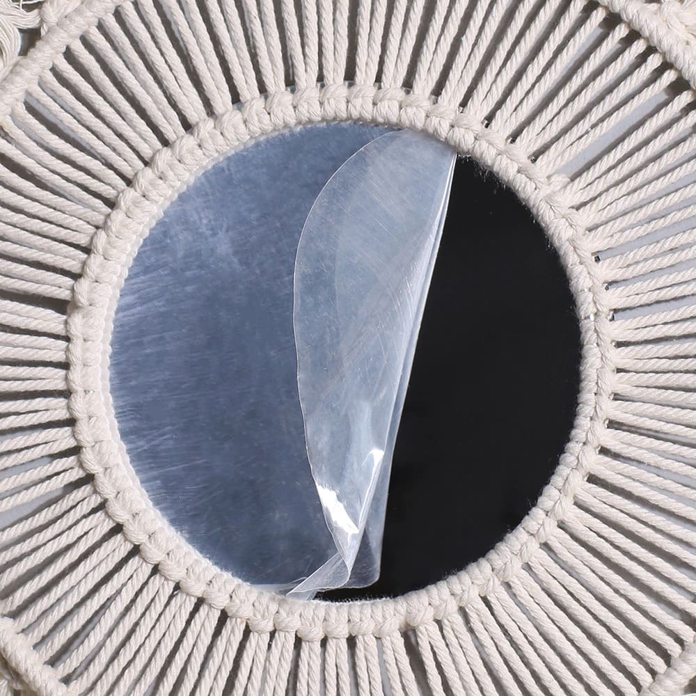 Miroir rond macramé