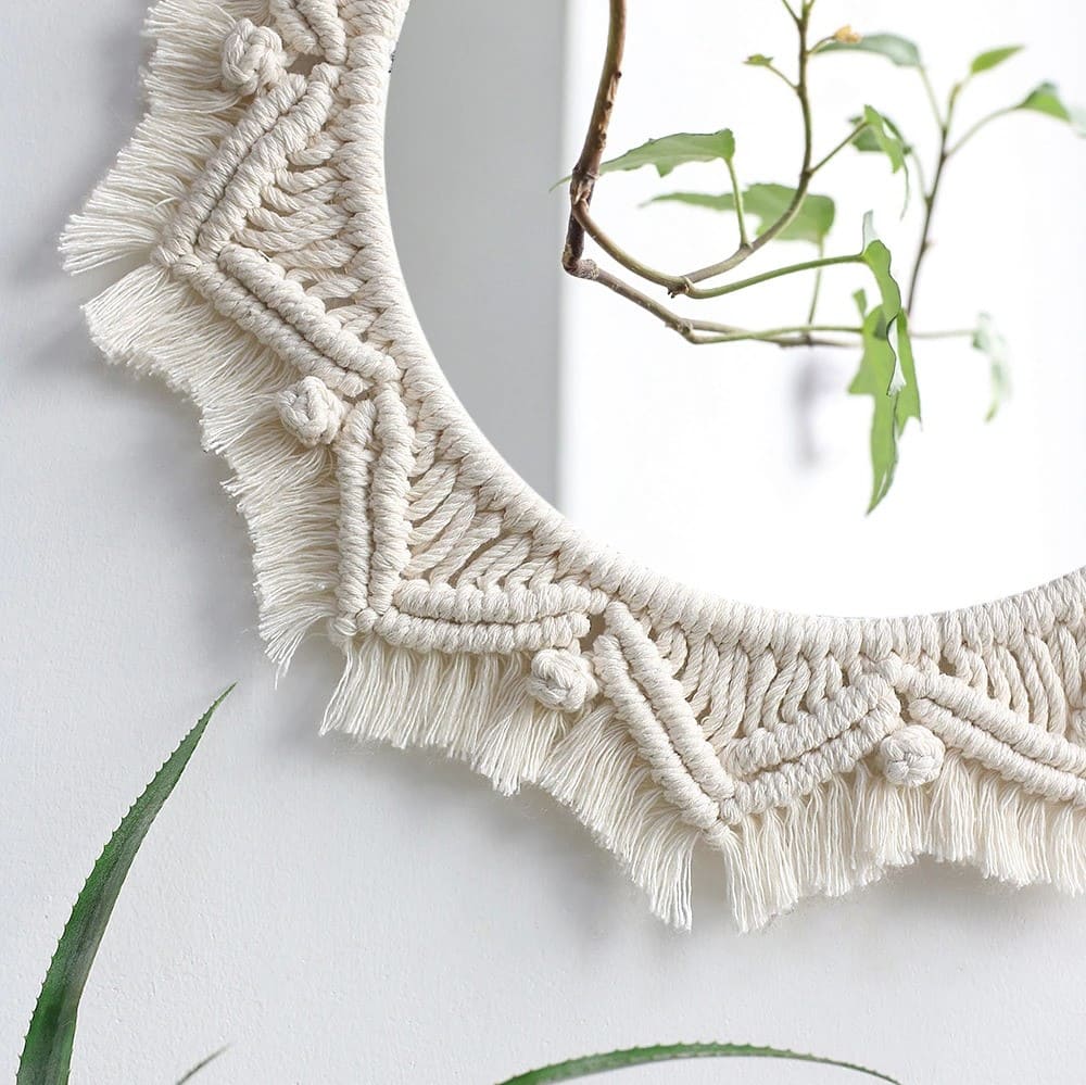 Miroir soleil macramé