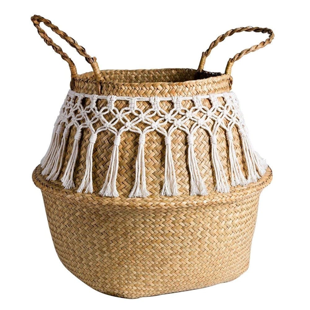 Panier en osier macramé