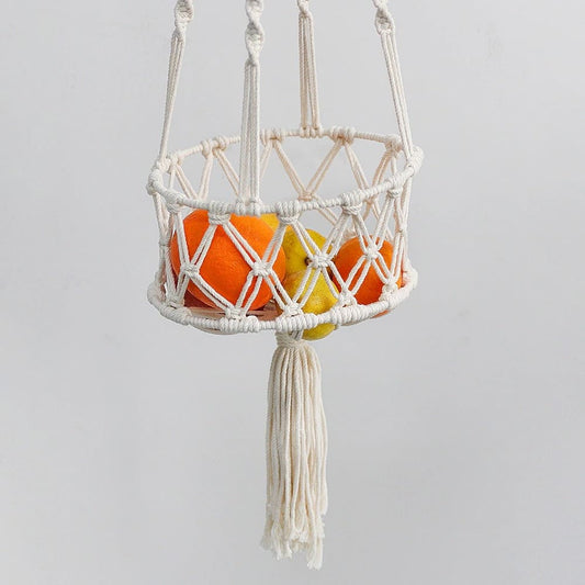 Panier suspendu macramé