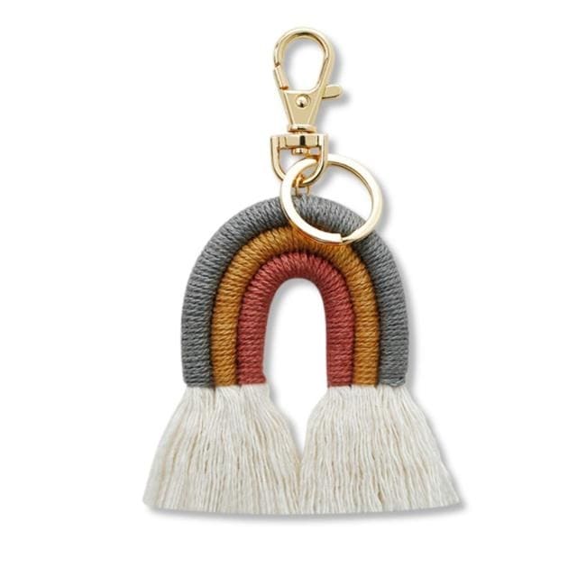 Porte-clé arc-en-ciel macramé
