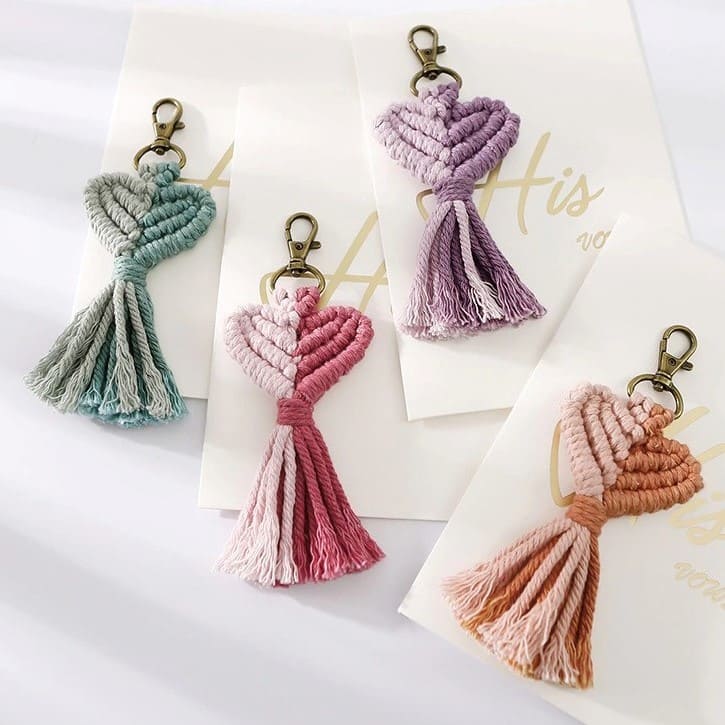 Porte-clé macramé cœur