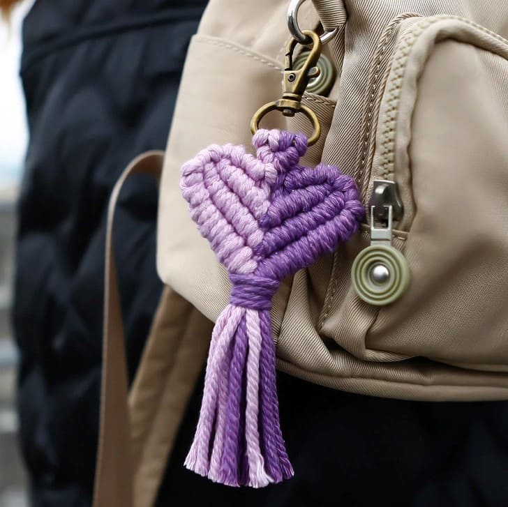 Porte-clé macramé cœur