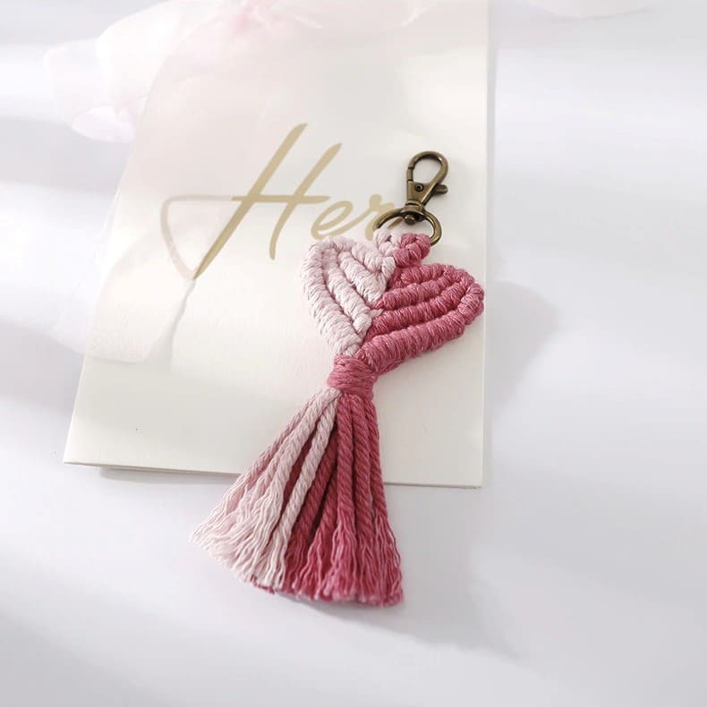 Porte-clé macramé cœur