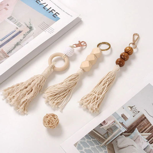 Porte-clé macramé perle