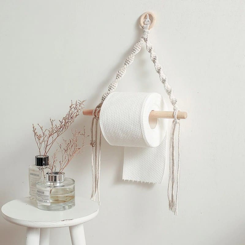 Porte-papier toilette en corde macramé