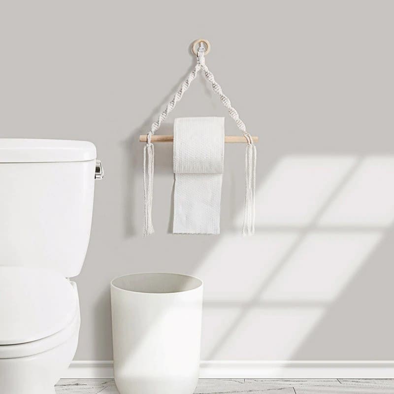 Porte-papier toilette en corde macramé