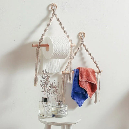 Porte-papier toilette en corde macramé