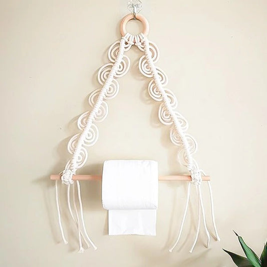 Porte rouleau wc macramé