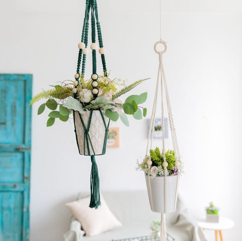 Pot suspendu macramé