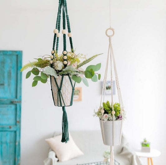 Pot suspendu macramé