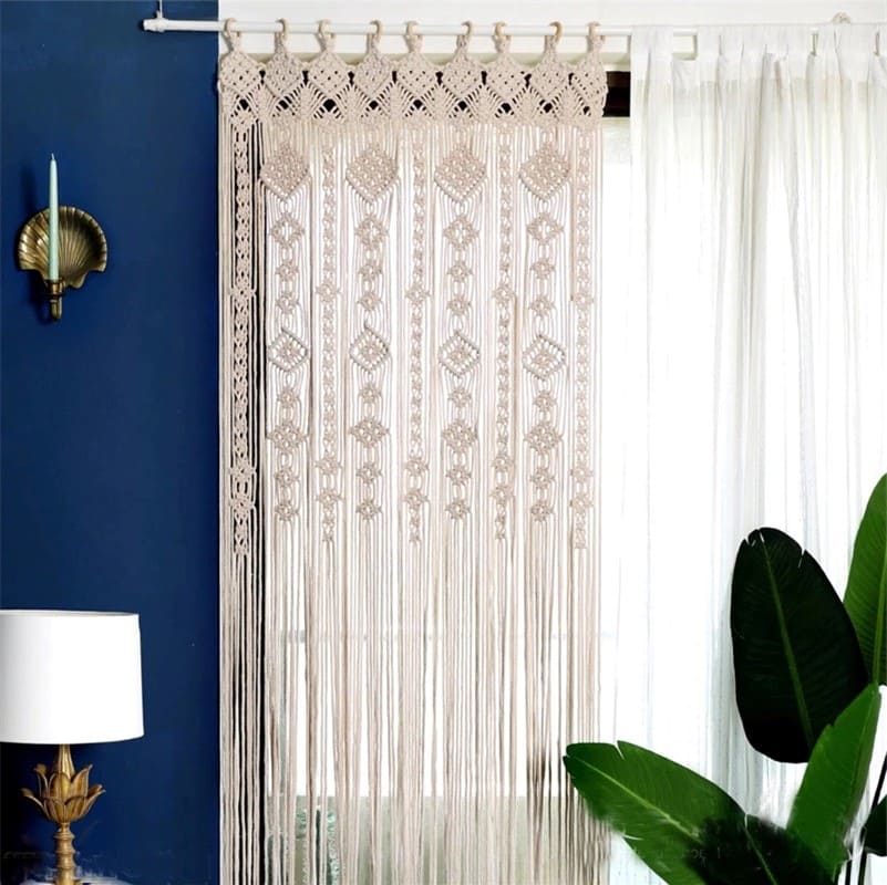 Rideau macramé beige