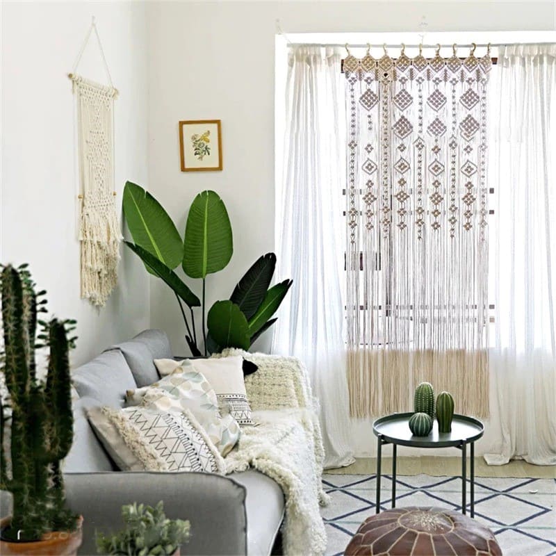 Rideau macramé beige